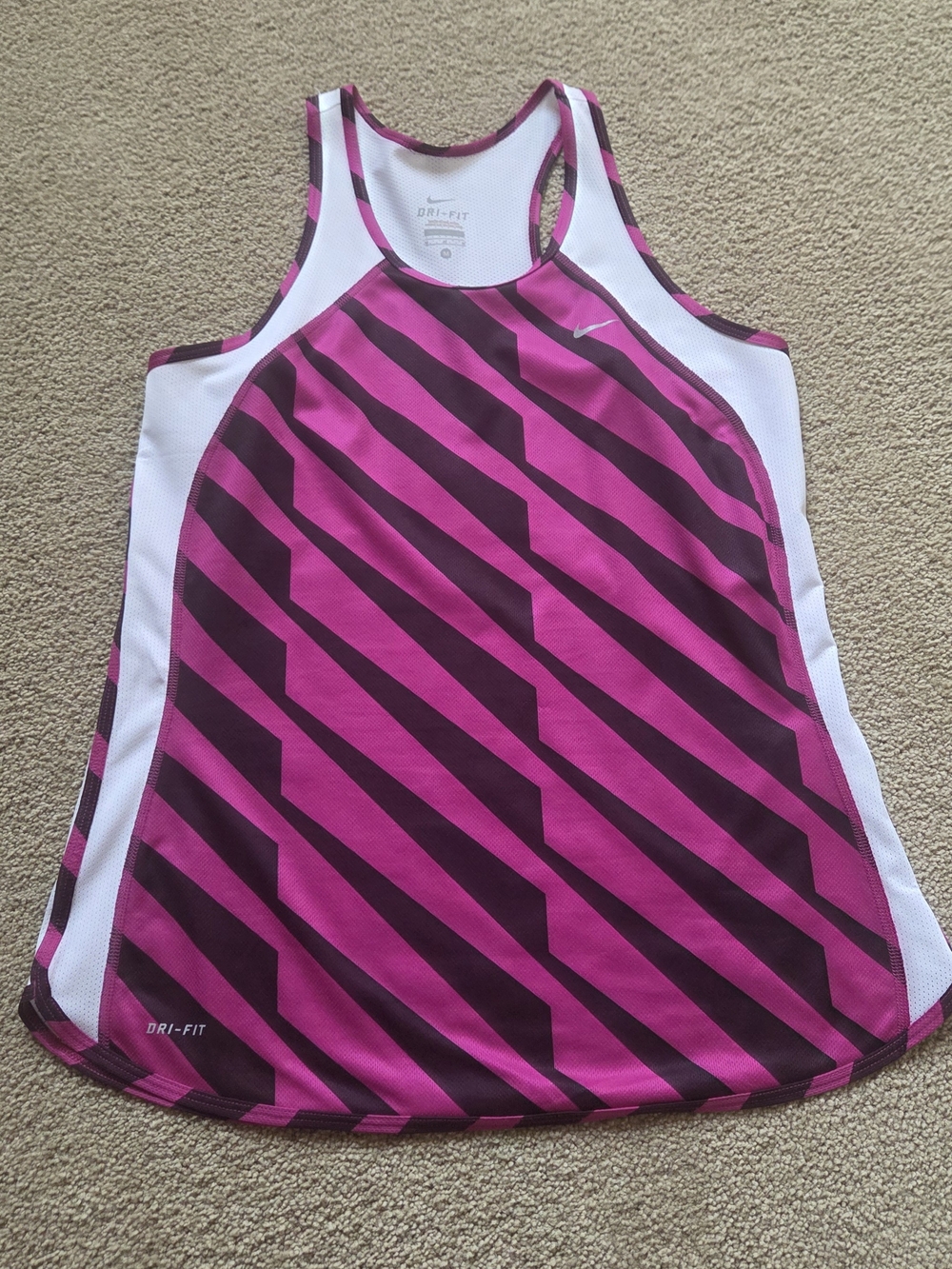 Nike Dri-FIT Women’s Running Tank Top Pink & Black Geometric Print